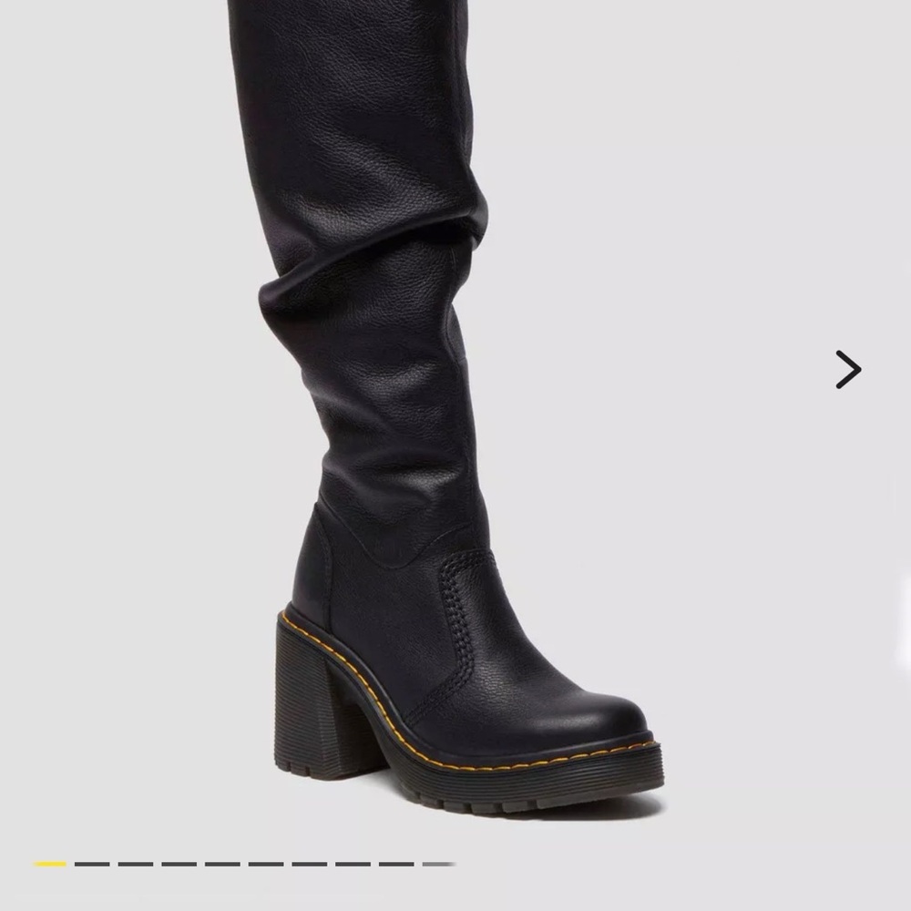 Dr. Martens Kasey Virginia Leather Black Over-the-Knee Platform Heel Boots